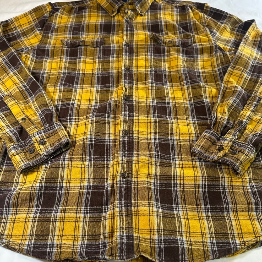 George Long Sleeve Plaid Flannel Men's XL Button Down 100% Cotton Cabincore Eco - Picture 3 of 7